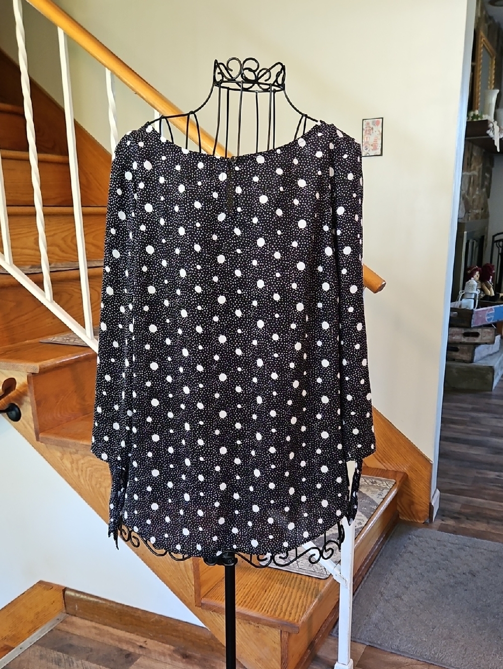 👚Talbots Black Blouse with White Polka Dots
